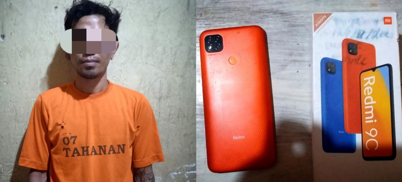 Polsek Terbanggi Besar tangkap pria yang menCuri Hp di Dasbor Motor Pria  