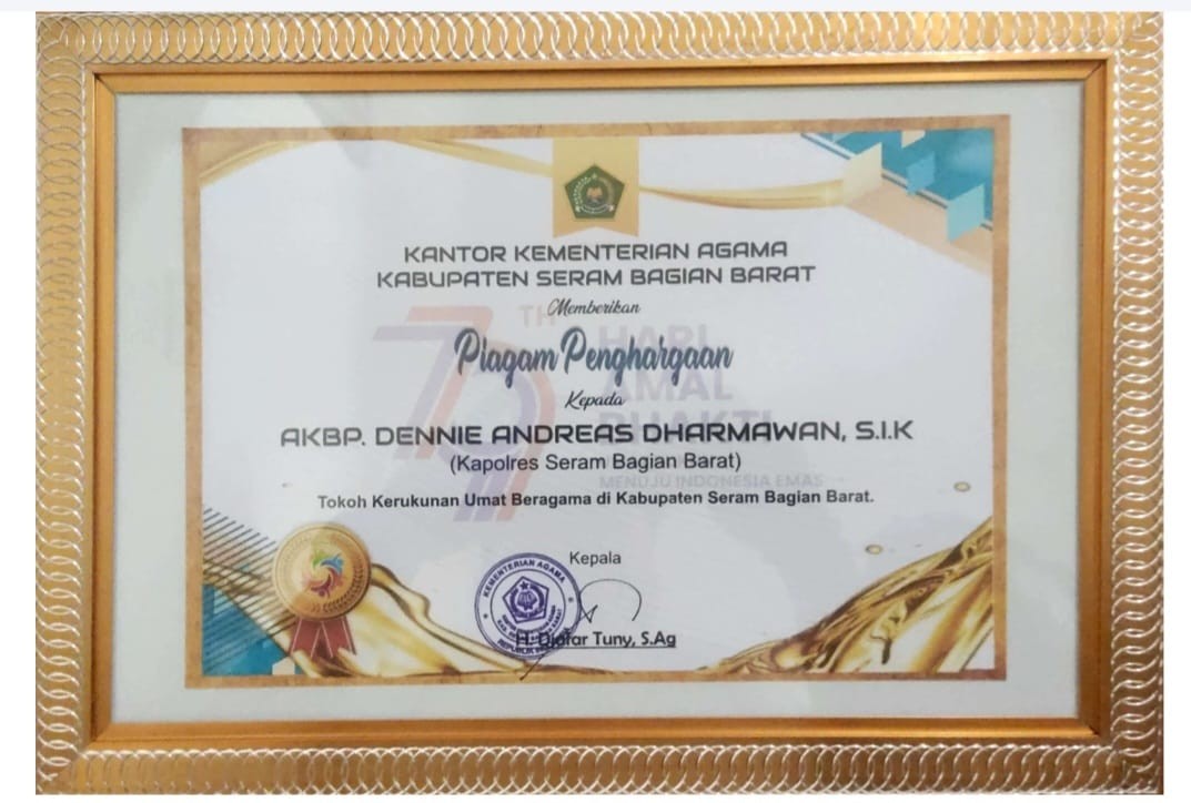 Dapat Penghargaan Dari Kemenag, Kapolres Akui Semua Untuk SBB