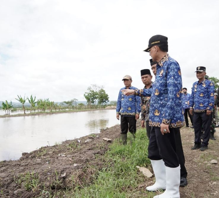 Pj.Bupati Pringsewu Tinjau Sejumlah Lokasi Banjir